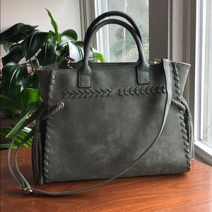 Olive green suede purse